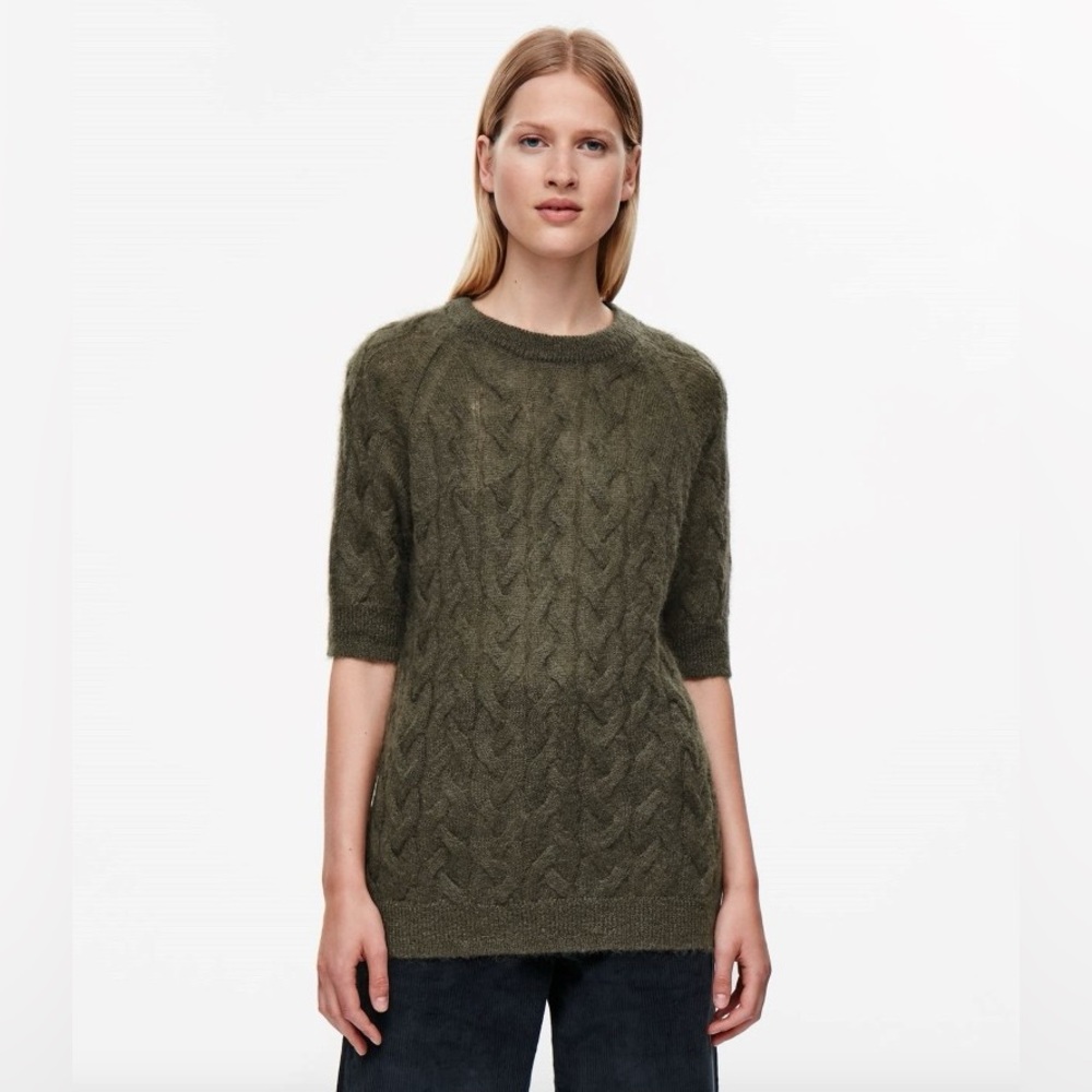 COS Mohair-Wool Blend Cable Knit Sweater